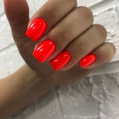 Neon Salmon Nails, Orange Nail Colors Summer, Coral Red Nails, Neon Red Nails, Red Coffin Nails, Red Orange Nails, Coral Nails With Design, Coral Nails