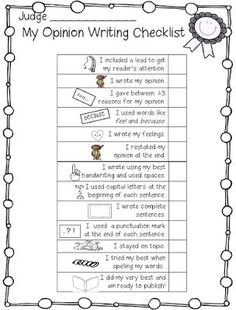 an opinion writing checklist for students