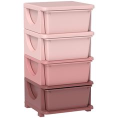 three pink containers stacked on top of each other