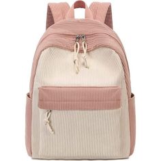 New Product Corduroy Imported Nylon Lining Zipper Closure Hand Wash Only The Cute Pink And Beige Mini Backpack For Teen Girls Is Good Quality, Made Of Thickened Corduroy Fabric, Fracture-Resistant And Lightweight, Versatility, Practical, Wearable And Durable, Smooth And Durable Sbs Zipper. The Fashion Teens Small Backpack Purse Prefect Size Is Approx H 13inch * L 11inch * W 5.1inch, 1*Main Pocket With One Ipad Compartment And One Zipper Pocket, 1*Front Zipper Pocket For Small Items, Two Side Poc Casual Beige Backpack With Zipper Closure, Casual Corduroy School Backpack, Casual Cream Backpack With Zipper Closure, Dua List, Fashion Teens, Purse For Teens, Kipling Backpack, Small Backpack Purse, Japanese Hair