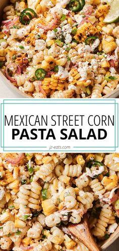 mexican street corn pasta salad in a bowl