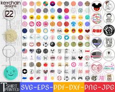 mickey mouse and minnie mouse stickers are shown in different colors, sizes and shapes