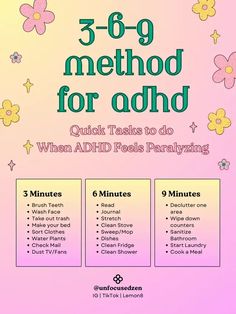 Adhd routine for teen - Lemon8 Search 3 6 9 Method, Studie Hacks, Mental Health Facts, Neurological Disorders, Mental And Emotional Health, Self Care Activities, Health Facts, Coping Skills, Mental Wellness