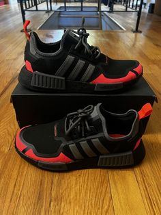 Adidas NMD’s Mens R1 Sneakers Red/Grey Sz 9 Pre-Owned. Adidas Nmd, Red And Grey, Athletic Shoes, Men's Shoes, Shoe Accessories, Mens Accessories, Adidas, Sneakers, Grey