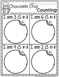 a printable worksheet for counting chocolate chips