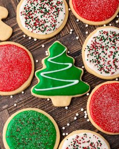 christmas cookies decorated with icing and sprinkles