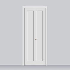 an empty room with a white door on the wall