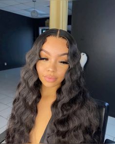 Curly Long Weave, Long Wavy Lace Front Wig, Wand Curls Middle Part, Wavy Wigs Black Women, Wand Curls On Deep Wave Hair, Wavey Hair Styles Long Natural, Loose Wave Sew In, Waves Hairstyle For Women