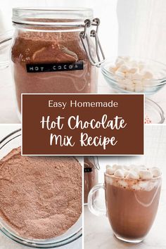 This homemade hot chocolate mix recipe makes a delicious cup of hot cocoa for cozy winter nights! Made with 5 simple ingredients, it makes a big batch to last you through the winter or to put in mason jars and give as a homemade gift to family and friends!