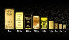 gold bars are arranged in a row on a black background, with the same amount as each one