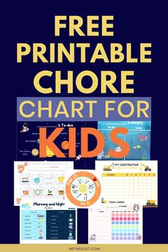 the free printable chore chart for kids with text overlay that reads,'free printable chore chart for kids '