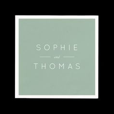 the words sophiie and thomas are shown in white on a green square background