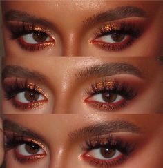 Eyeshadow Aesthetic, Red Eyeshadow Look, Prom Makeup For Brown Eyes, Red Makeup Looks, Gold Makeup Looks, Red Eye Makeup, Gold Eye Makeup, Prom Eye Makeup