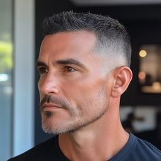 Stylish and Low Maintenance Short Hairstyles for Men in Their 40s Classic Fade Haircut Men's, Short Man Hairstyle, Men In Their 40s, Short Gray Hairstyles, Japanese Men Hairstyle, 2024 Haircuts, Very Short Hair Men