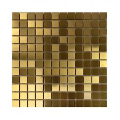 a close up view of a gold tile wall