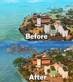 the before and after photos of an island