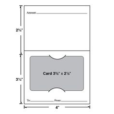 the size and measurements for a card holder with two sides, one side is shown