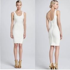 Nwt Herve Leger Paris White Scoop Neck Bandage Dress In Alabaster Herve Leger, Bandage Dress Outfit, Neck Bandage, Herve Leger Dress, Bandage Dress, Cocktail Party, New Dress, Sydney, Dresser