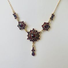 Vintage Bohemian Garnet Silver & Gold Vermeil Cluster Drop Necklace - Etsy Bohemian Garnet Necklace, Garnet Jewelry Set, Oc Inspo, Star Of David Pendant, Inspired Necklace, Heart Pendant Gold, Garnet Pendant, Garnet Necklace, Garnet Jewelry