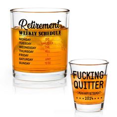 PRICES MAY VARY. RETIREMENT GIFTS : Retirement will usher in another stage of life, and retirement does not mean that your life is boring. Our retirement weekly schedule whiskey shot glass set reminds you that after you retire, there will be plenty of time to do whatever you want, and you can arrange your day however you want! PREMIUM MATERIAL GLASS: The size of the retirement weekly schedule whiskey glass and retirement shot are 10 oz and 2 oz. Retirement gifts whiskey shot glasses are made of Couples Retirement Gifts, Retirement Party Ideas For Men Construction, Retirement Gift For Men, Police Retirement Gift Ideas, Retirement Basket Ideas For Women, Retirement Gifts Men, Retirement Gift Ideas For Men, Retirement Gifts For Women Coworker, Military Retirement Parties