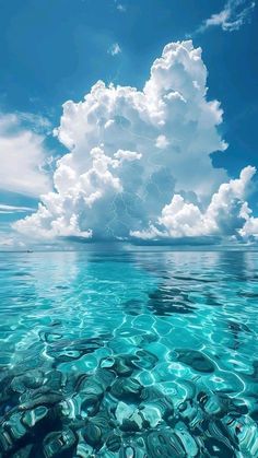 an image of the ocean with clouds in the sky and water on the bottom floor