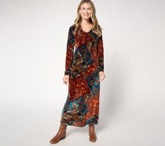 You'll be a hit at holiday parties, fall get-togethers, and winter weddings with this soft and sophisticated dress in your going-out arsenal. Pair it with high heels for special occasions and tall boots for less formal affairs. From Women with Control®. Long Sleeve Graphic Print Winter Dress, Fall V-neck Paisley Print Dress, Casual Non-stretch Long-sleeved Sweater Dress, Fall Paisley Print V-neck Dress, Fall Paisley Print V-neck Maxi Dress, Sophisticated Dress, Tall Boots, V Neck Dress, Winter Wedding