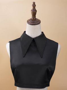 Plain Fashion, Collar Of Dress, Cheap Black Collared Tops, Dickey Collar Outfit Ideas, Elegant Black Collared Shirt, How To Make A Dickie Collar, Dickie Collar