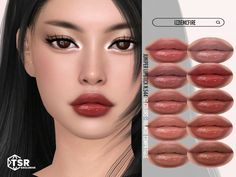 an image of a woman's lips with different shades and makeup looks on her face