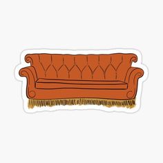 an orange couch sticker on a white background