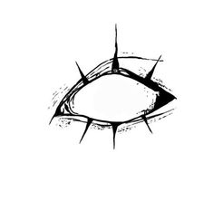 an eye drawn in black and white ink