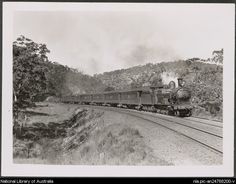 Haydon, C.  The midday train to Mt. Victoria near Glenbrook, New South Wales, July, 1936 [picture]  1936. 1 photograph : b ; 9.9 x 7.2 cm.  Part of Buckland, John L 1915-1989. Buckland collection of railway transport photographs [picture]. [ca. 1930-1988]  From National Library of Australia collection  http://www.nla.gov.au/apps/cdview/?pi=nla.pic-an24768200  nla.pic-an24768200 Blue Mountains Australia, Kuranda Scenic Railway, Class 50 Locomotives, Severn Valley Railway, North Yorkshire Moors Railway, The Blue Mountains, Blue Mountains