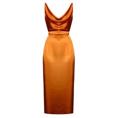 Kamea Tawny Brown Satin Draped Front Open Back Midi Dress | UNDRESS | Wolf & Badger Terracotta Maxi Dress, Brown Fitted Slip Dress For Evening, Chic Fitted Brown Slip Dress, Satin Copper Bridesmaid Dresses, Brown Dresses, Chic Brown Draped Dress, Fitted Brown Satin Midi Dress, Brown Silk V-neck Midi Dress, Copper Dress