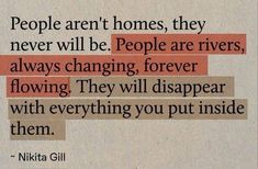 a piece of paper with some type of text on it that says people aren't homes, they never will be