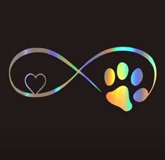 an image of a dog's paw and heart in the shape of a ribbon