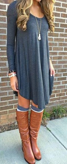 16 outstanding Thanksgiving outfit ideas Popular Fall Outfits, Look Hippie Chic, Fashion Trend Inspiration, Mode Tips, Thanksgiving Outfits, Dress Leather, Elegante Casual, Grey Dress