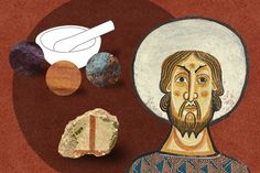 an image of jesus surrounded by rocks and other things to make it look like he is looking at something