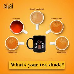 a coffee cup with different types of tea in it and the words caai written below