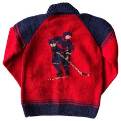 Tired Of Telling People How Much You Love Hockey? Show Up And Stand Out In This Ultra Kitschy, Super Campy Hand Knitted Wool Hockey Sweater! Club Card Sweater, Mint Green Cardigan, Hockey Sweater, Pull Vintage, Oversized Sweater Cardigan, Vintage Pullover, Style Sweaters, New Sweater, Vintage Pullovers