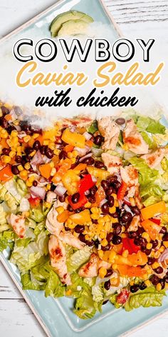 cowboy cauliflower salad with chicken on a plate