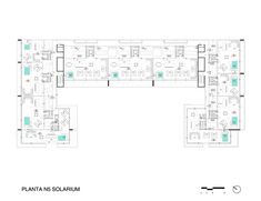 the floor plan for an office building with two floors and three desks in it