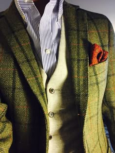 green tweed Gentleman Mode, Style Gentleman, Tweed Texture, Green Suit, Tweed Suits, Sharp Dressed Man, Mens Fashion Suits, Moda Vintage, Well Dressed Men