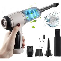 an electric hair dryer is being used to blow out the water on it's surface