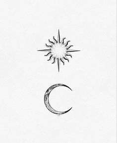 the letter c is drawn in black and white, with sun and moon above it