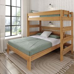 The finest in farmhouse elegance. Our Rustic Twin over Queen L-Shape Bunk Bed combines a rustic-chic look with a modern flair that’s perfect for any style room. Crafted with solid New Zealand pine wood and low VOC finishes to complement your clean and healthy home. An L-shape configuration saves space in your room by stacking two sleeping surfaces. A solid plywood slat roll and metal support bar provide support for up to 400 lbs per sleeping surface. Rustic, neutral color finishes pair with your