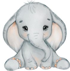 an elephant with big eyes sitting down