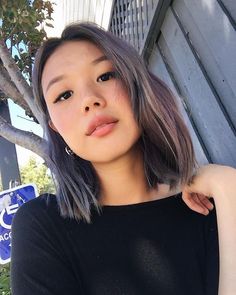 Tired But Happy, Girl With Purple Hair, Short Ombre Hair, Peekaboo Hair, Coloured Hair, Asian Short Hair, Lavender Hair, New Apartment, Short Hair Color