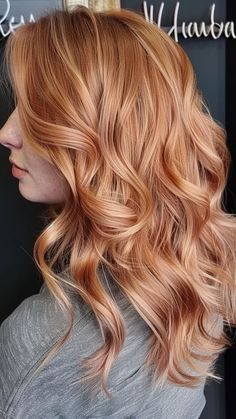 Peach Gold Hair, Apricot Hair Color, Peachy Hair Color, Copper Rose Gold Hair, Gigi Hair, Coral Hair