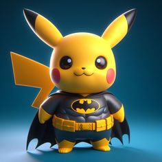 the pikachu is dressed up as batman