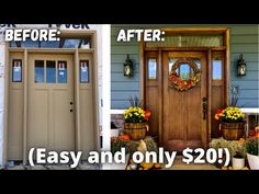 before and after photos of a front door