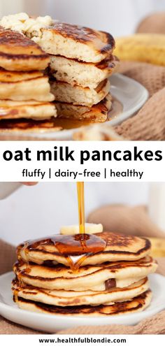 dairy-free quick and easy ultra-fluffy oat milk pancakes Fluffy Oat Flour Pancakes, Healthy American Pancakes